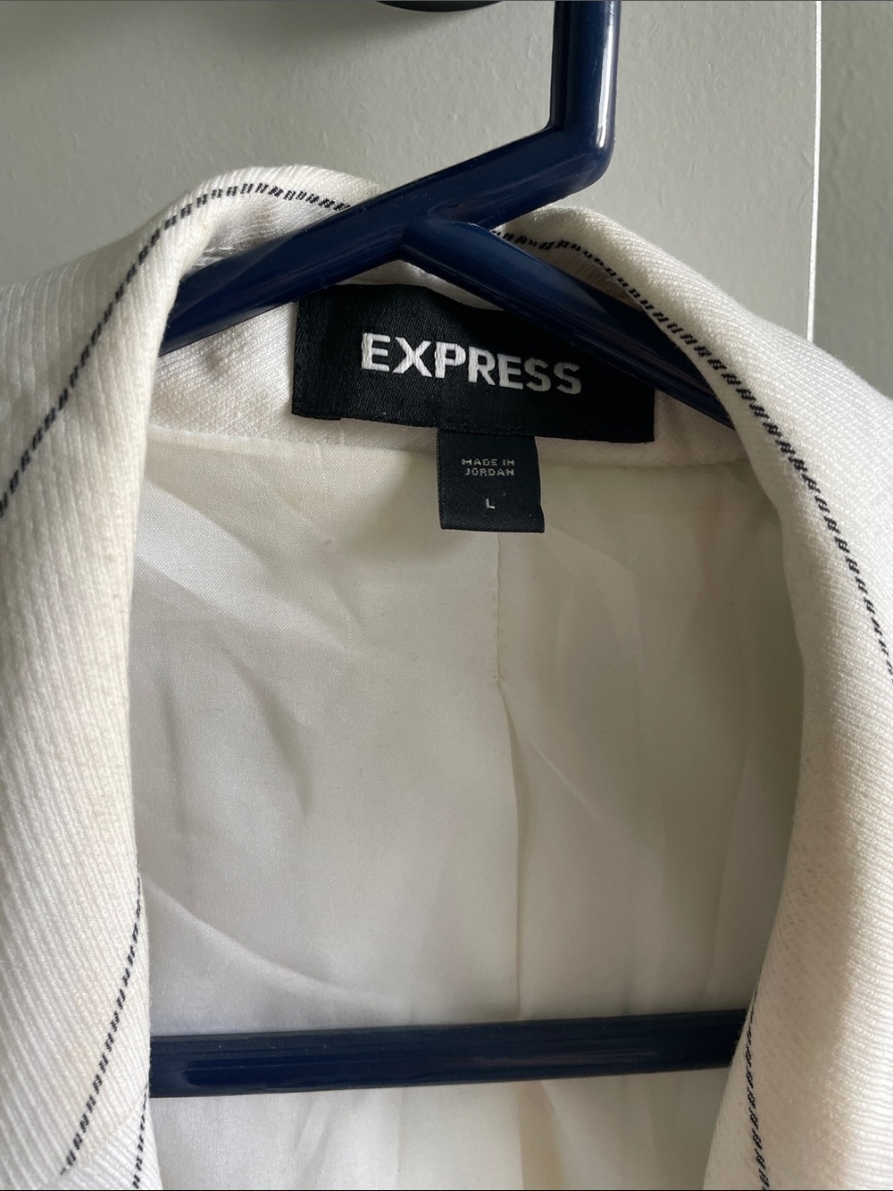Express White Blazer with Thin Navy Stripes - Picture 2 of 3